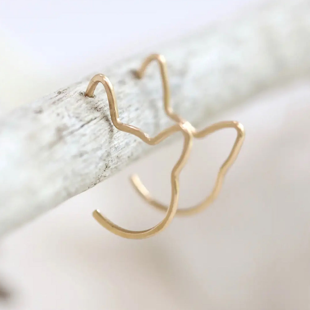 Mini Cat Hoop Earrings - Gold