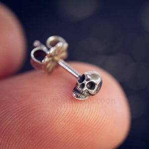 Tiny Skull Stud Earrings - Sterling Silver