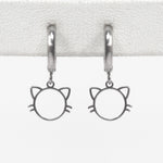 Dainty Cat Hoop Earrings - Silver
