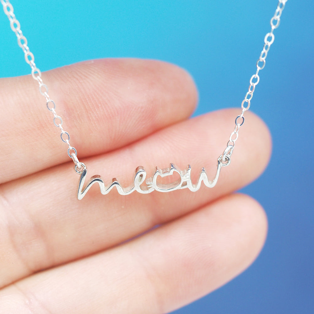 Sterling Silver Meow Cat Necklace