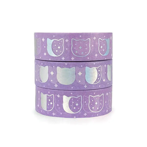 Holographic Foil Washi Tape - Cat Moon Phases