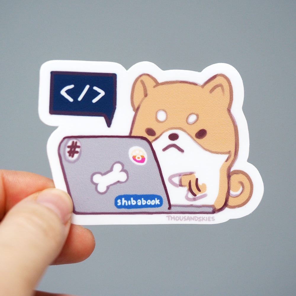 Vinyl Sticker - Laptop Shiba Inu