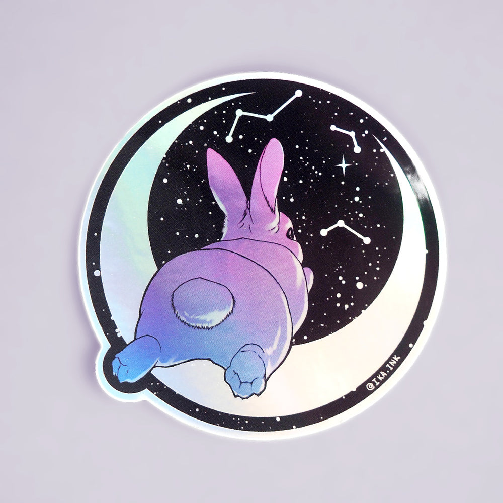
            
                Load image into Gallery viewer, Holographic Vinyl Sticker - Bunny Butt &amp;quot;Moon&amp;quot;
            
        