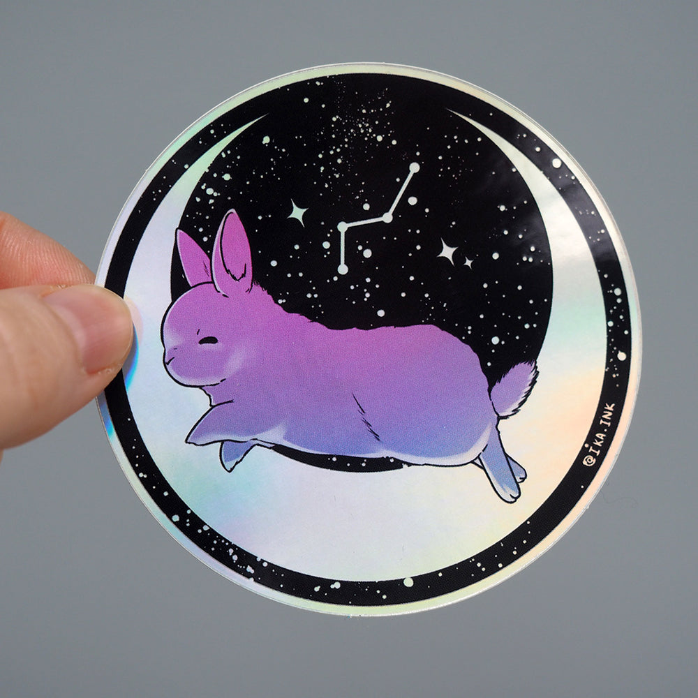 Holographic Vinyl Sticker - Dancing Moon Bunny