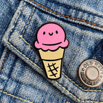 Strawberry Ice Cream Cone - Metal Enameled Pin