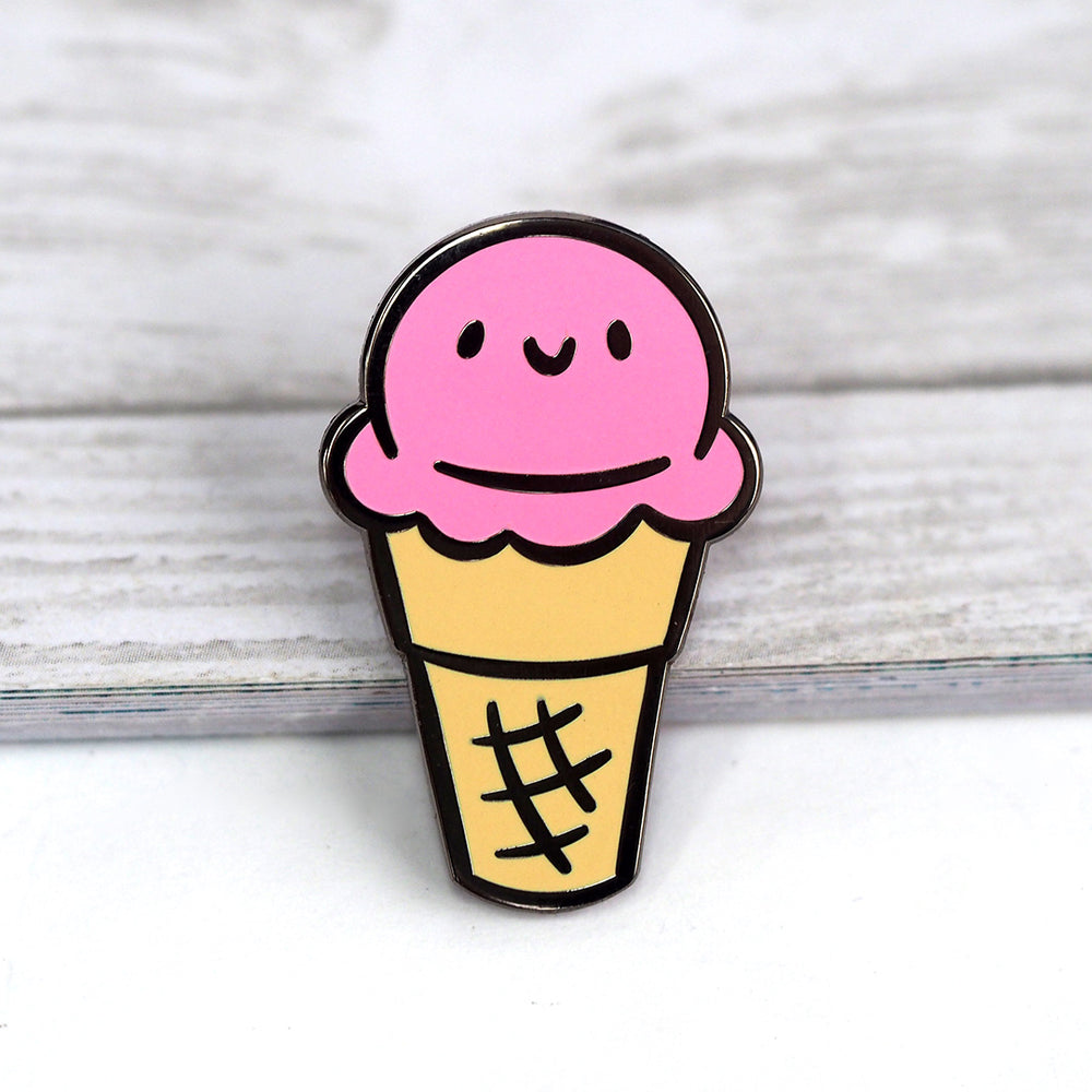 
            
                Load image into Gallery viewer, Strawberry Ice Cream Cone - Metal Enameled Pin
            
        