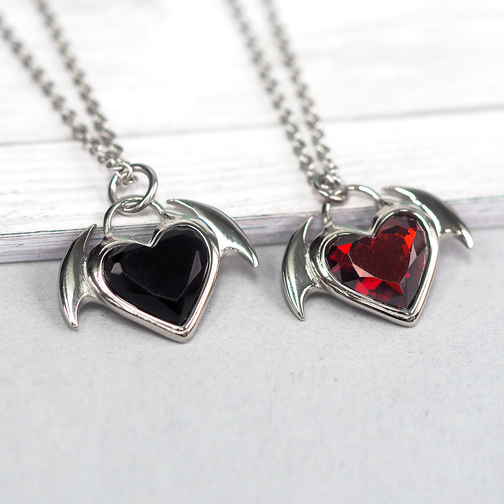 
            
                Load image into Gallery viewer, Nocturnal Bat Wings Heart Necklace
            
        