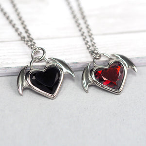 Nocturnal Bat Wings Heart Necklace