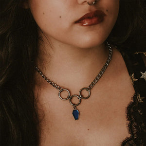 
            
                Load image into Gallery viewer, Lunar Blue Coffin Choker
            
        