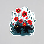 Cat In the Poppies - Vinyl Sticker