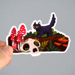 Angry Blep Cat On A Log - Vinyl Sticker