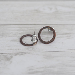Copper Circle Stud Earrings